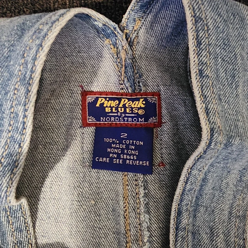Vtg Pine Peak Blues By Nordstrom‎ Kids Sz 2 Jean Overall Shorts Snap Opening
